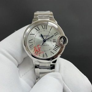 Cartier Ballon Bleu 33mm White Case Blue Dial Premium Super Clone Watch 1073691427 - front view