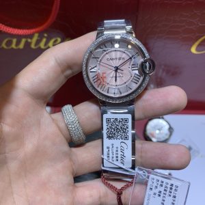 Cartier 36mm Pink Dial Mechanical Super Clone Watch with Cash on Delivery 1116493908 - front view